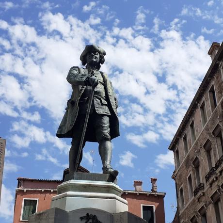 The Goldoni statue in campo San Bortolomio in Venice Italy